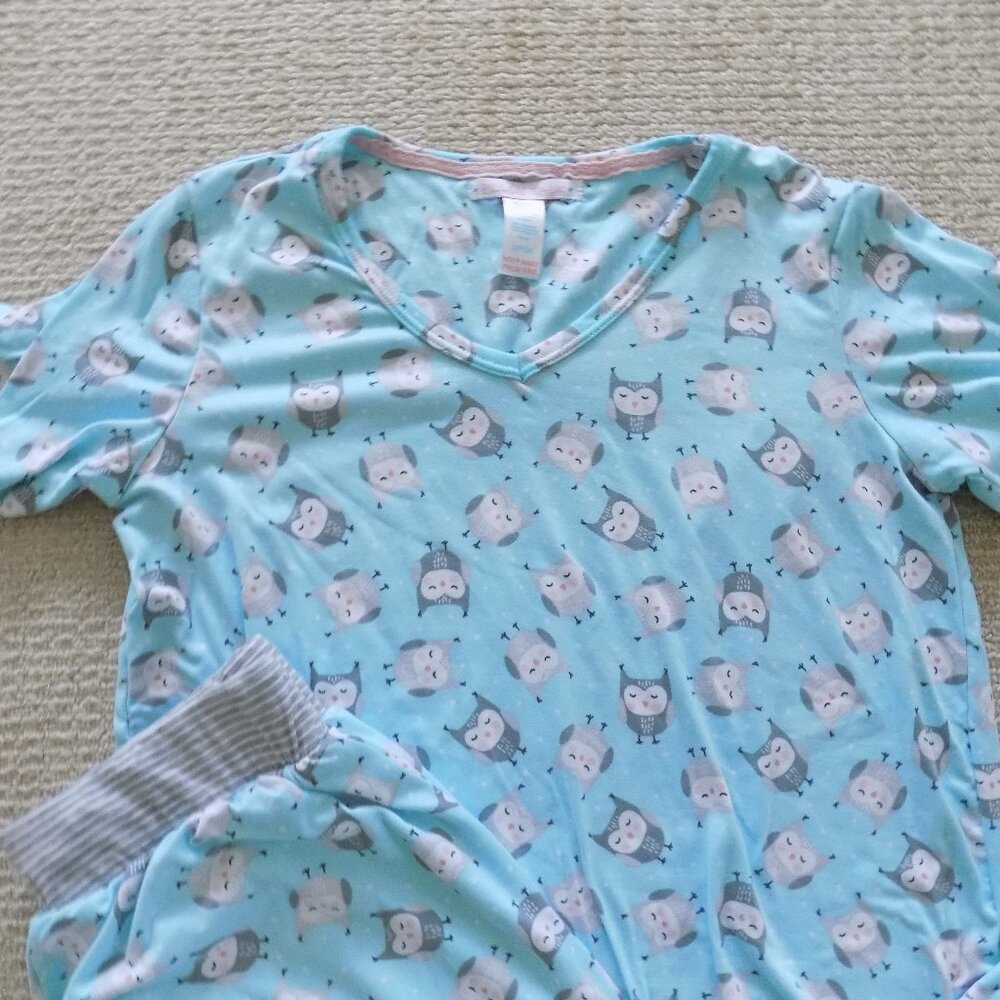 SET OF PILLOW TALK OWL PAJAMAS LOUNGE WEAR SET - Picture 2 of 3